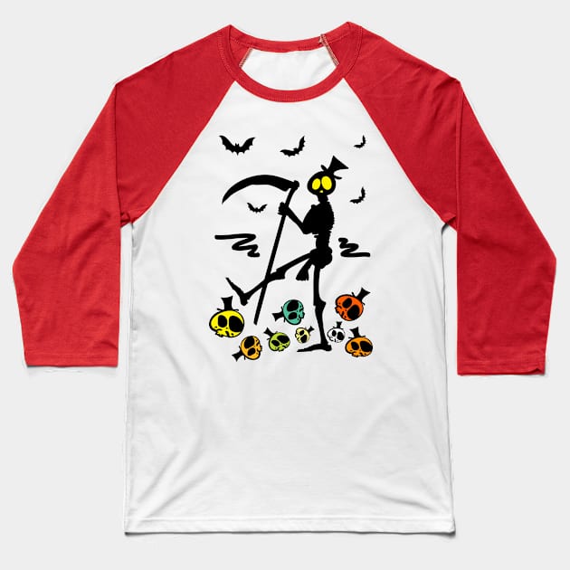 Colorful skulls Baseball T-Shirt by CindyS